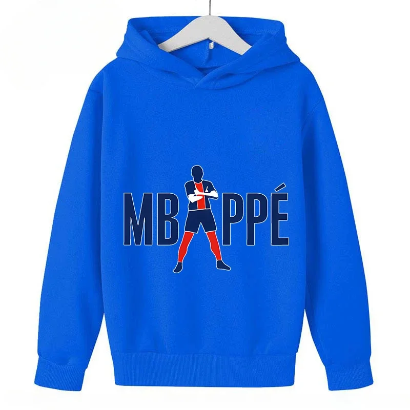 thumbnail image 1 of Sudadera deportiva azul de primavera y otoño para niños y niñas, sudadera con capucha con estampado de Mbappé para niños, ropa para niños, sudaderas con capucha para niñas, 1 of 5