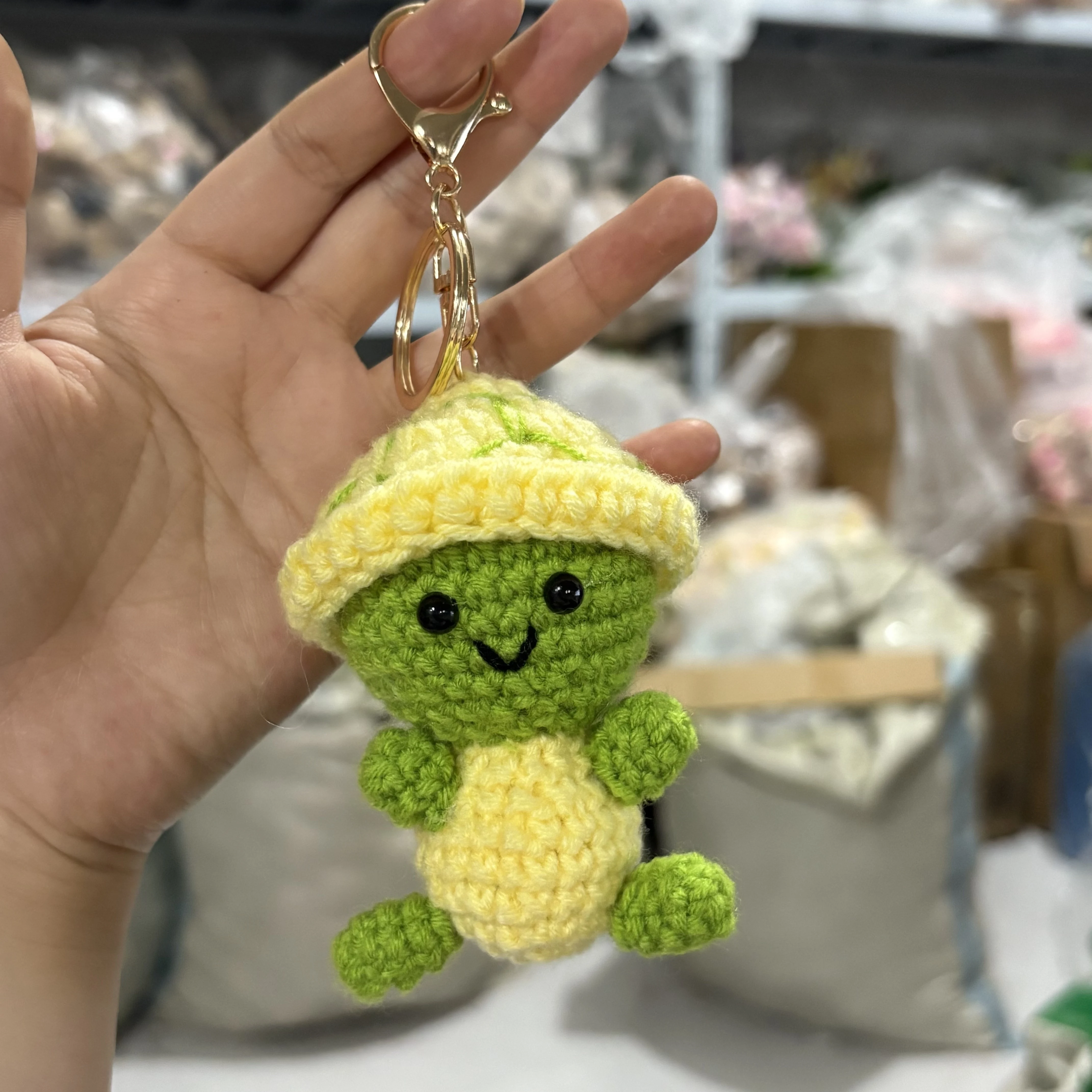 Handmade Woven Mini Crochet Tortoise Keychain Bohemian Style