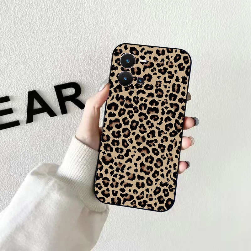 Funda de teléfono con estampado de leopardo y guepardo para VIVO, Y53S, Y33S, Y01, Y22S, Y31, Y21, Y70, Y21S, Y72, V21, V2023, V21E, V20 SE, iQOO Z8x, X100 Pro