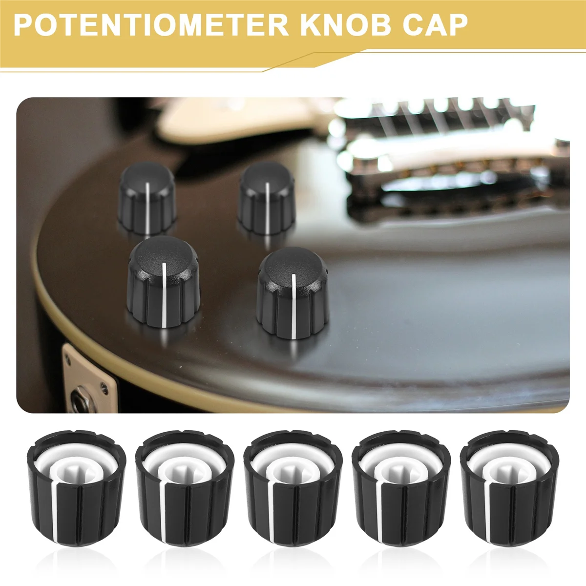 10Pcs Potentiometer Control Knobs for Electric Guitar Volume Tone Knobs Black D Type 6mm