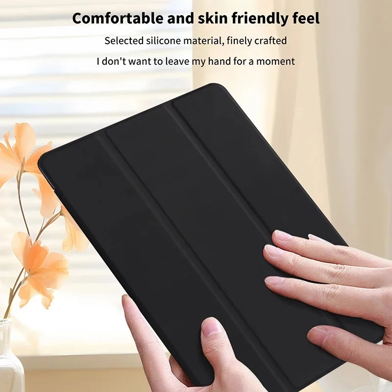 Premium 11 Flip Stand Magnetic Silicone Tablet Case - Soft Liquid Back Cover