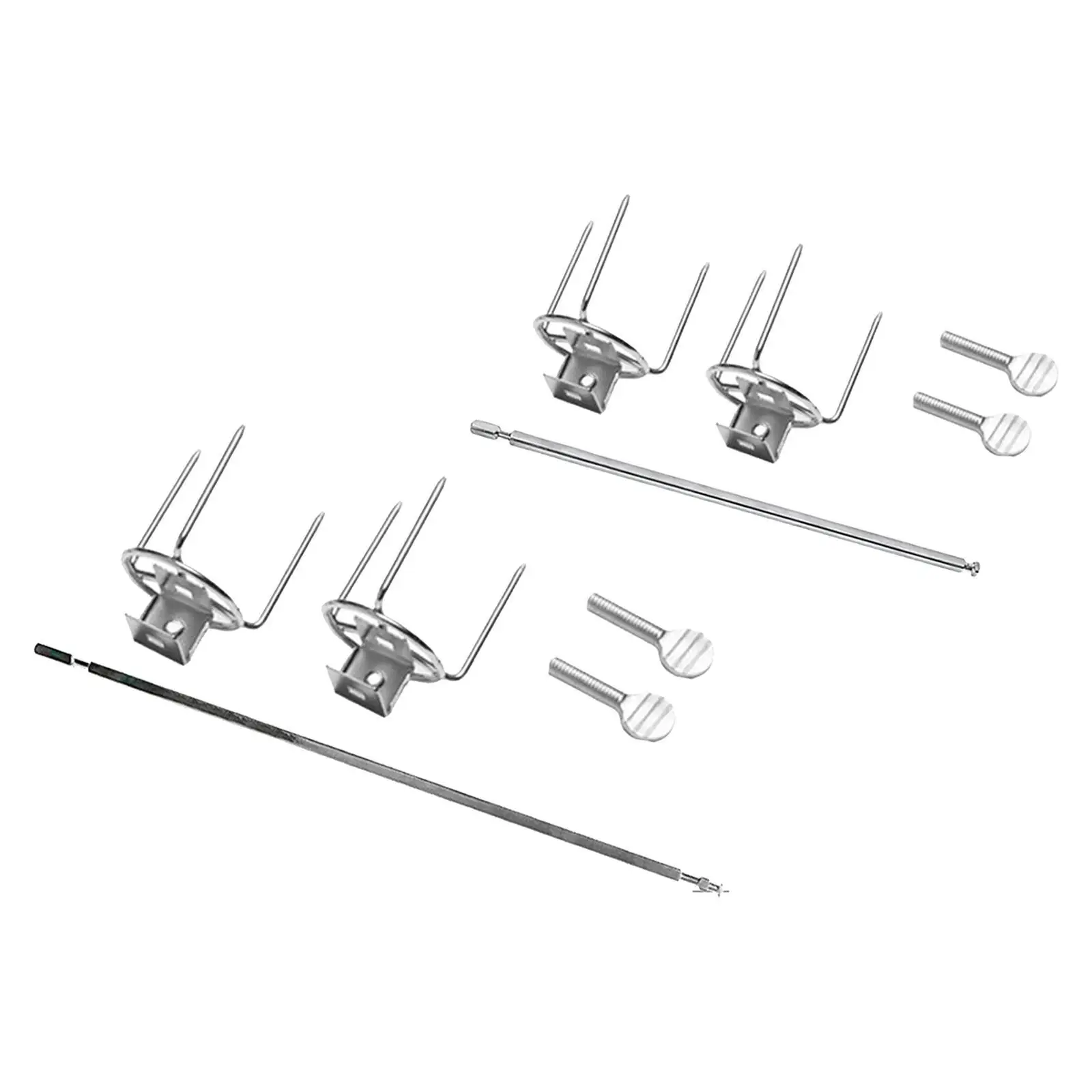 Rotating Chicken Fork Grill Rotisserie Kit Complete Holders for Most Grill