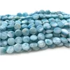 Veemake Natural Blue Larimar Flat Coin Disc Jewelry Making Loose Beads 08038 2