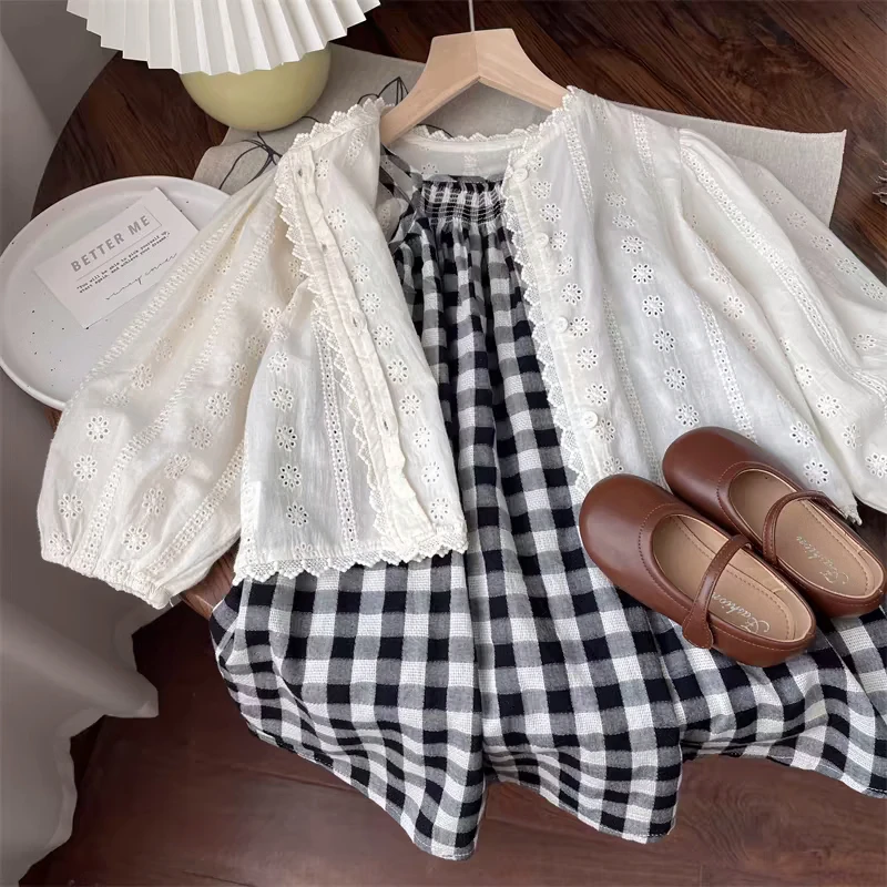 Girl Cardigan French Sweet Lace Long Sleeved Spring Summer Casual Sunscreen 2-7 Years Old