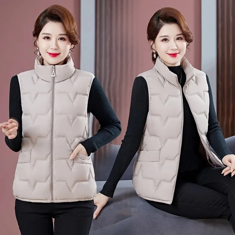

Down Cotton Vest Female 2023 New Autumn Winter Short Loose Casual Waistcoat Womens Fashion Large Size Sleeveless Jacket Top