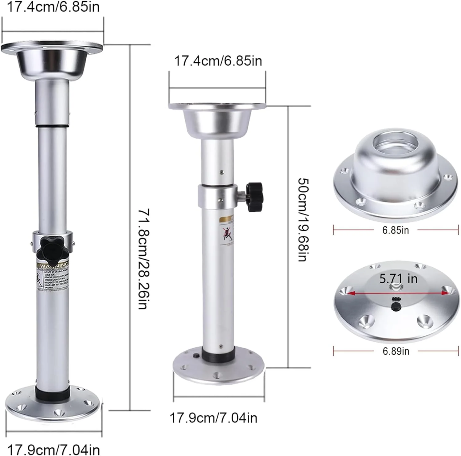 Adjustable Table Pedestal Detachable Table Base Stand Leg Base Mount Frame Aluminum Alloy Table Base For Rv Boat Yacht