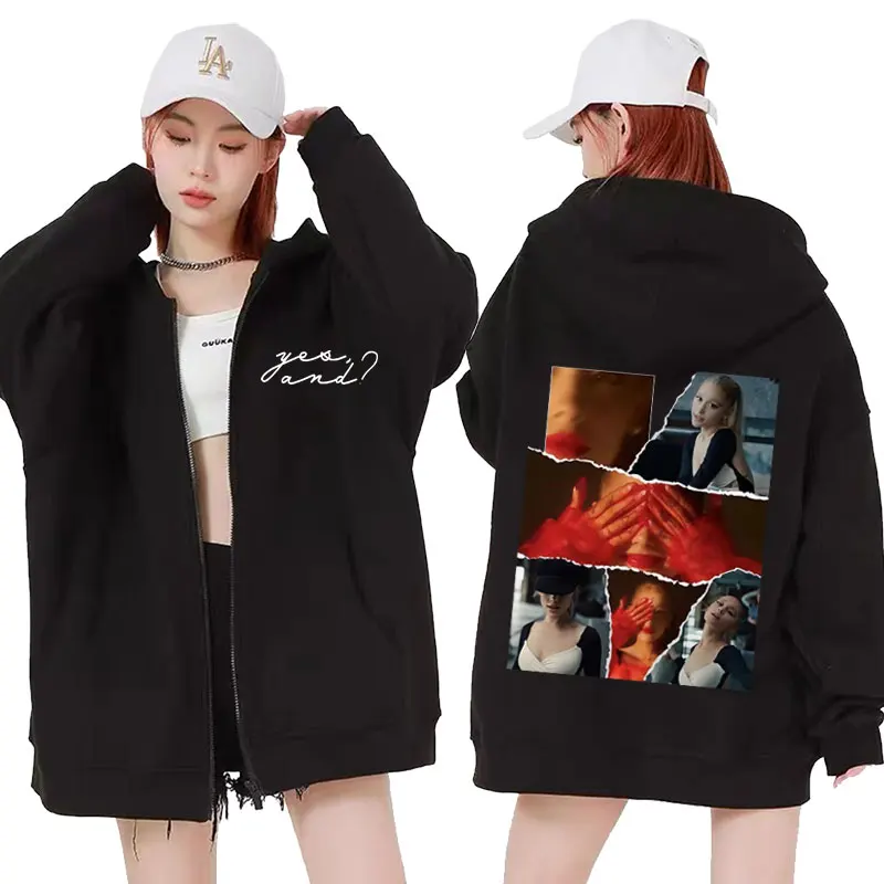 

2024 Ariana Music Album Yes, and Cover Zipper Hoodies Men Women's Vintage Style Jacket Zip Up Sweatshirts Fashion Casual Hoodie