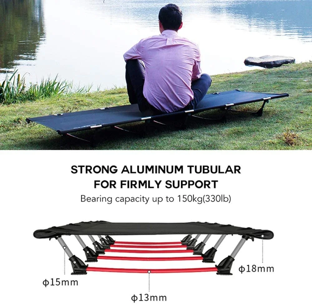 Outdoor Lightweight Folding Bed Portable Camping Bed Simple Marching Bed Escort Lunch Bed Camping Simple Leisure Bed 190X65X3CM