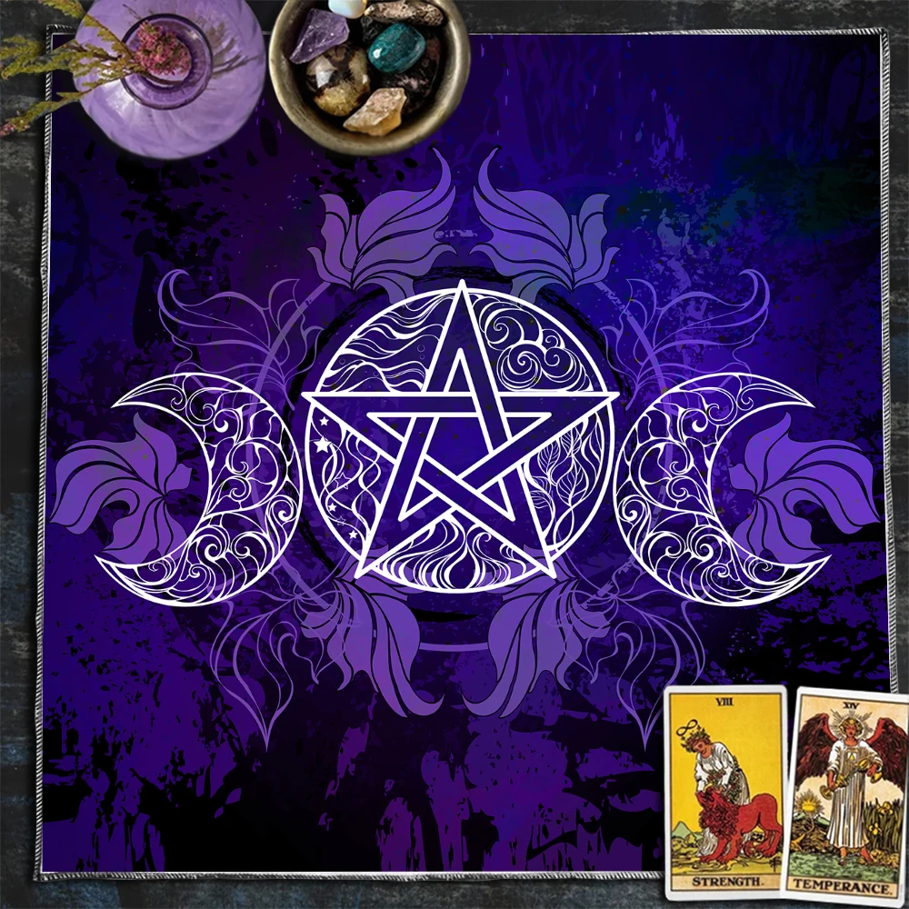 Mystery Purple February Five Star Tarot Wallpaper Magical Altar Cloth Magical Wallpaper Tarot Divination Mat 6