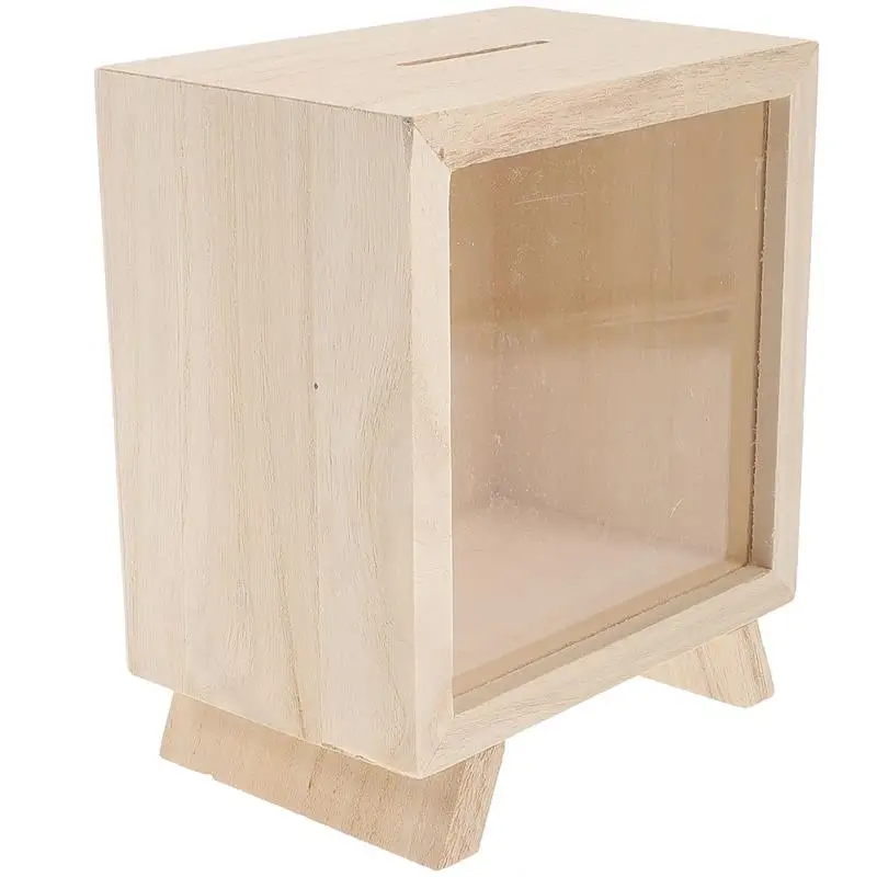 Bank Piggy Money Box Wooden Coin Saving Jar Kids Wood Savings Adults Cash Change case Gift Banks Case Tip storage boxes multiuse 5
