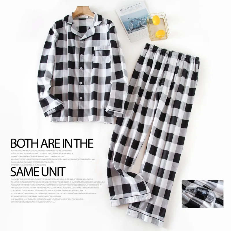 Men's Home Suits Long-sleeved Trousers Suits for Autumn and Winter Pijamas for Men Flannel Plaid Design Pajamas for Men mens loungewear sets Pajama Sets