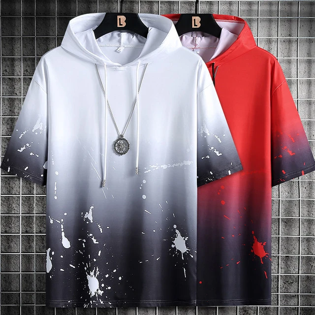 Hip Hop Short Sleeve Sweatshirt, Mens Short Sleeve Hoodie