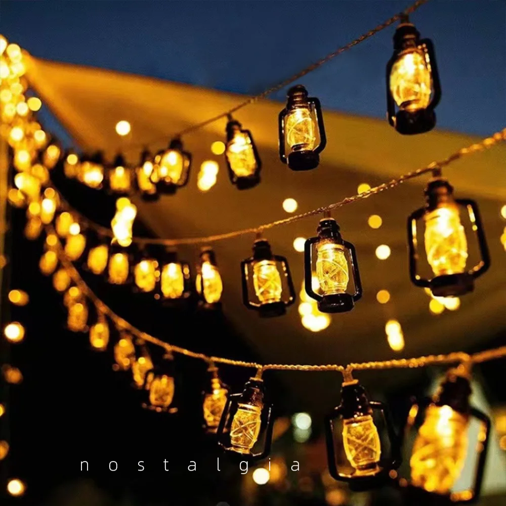 Solar Light LED Landscape Lighting Strings Courtyard Decorative Light Camping Lamp Vintage Kerosene Lamp Atmosphere For Garden Balcony Party