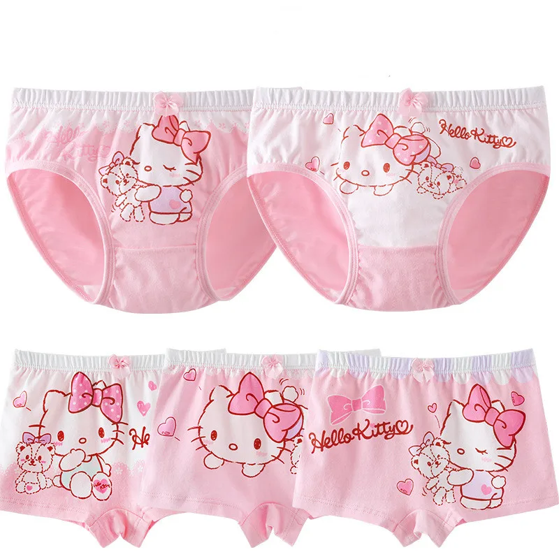 

Cotton Hellokitty Panties Sanrio Kawaii Cartoon Little Girl Shorts 5Pcs Briefs Flats Cute Baby Panties