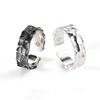 WYEAIIR 925 Sterling Silver Retro Stone Texture Male Resizable Opening Ring For Women Luxury Jewelry 3