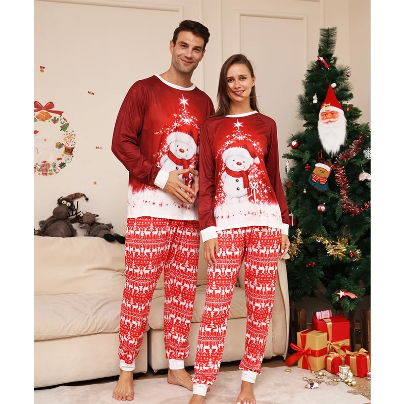thumbnail image 5 of Pijamas a juego para toda la familia de Navidad 2024, pijamas con estampado de muñeco de nieve y alce para adultos y niños, ropa de dormir, pijamas, ropa para perros, 5 of 5