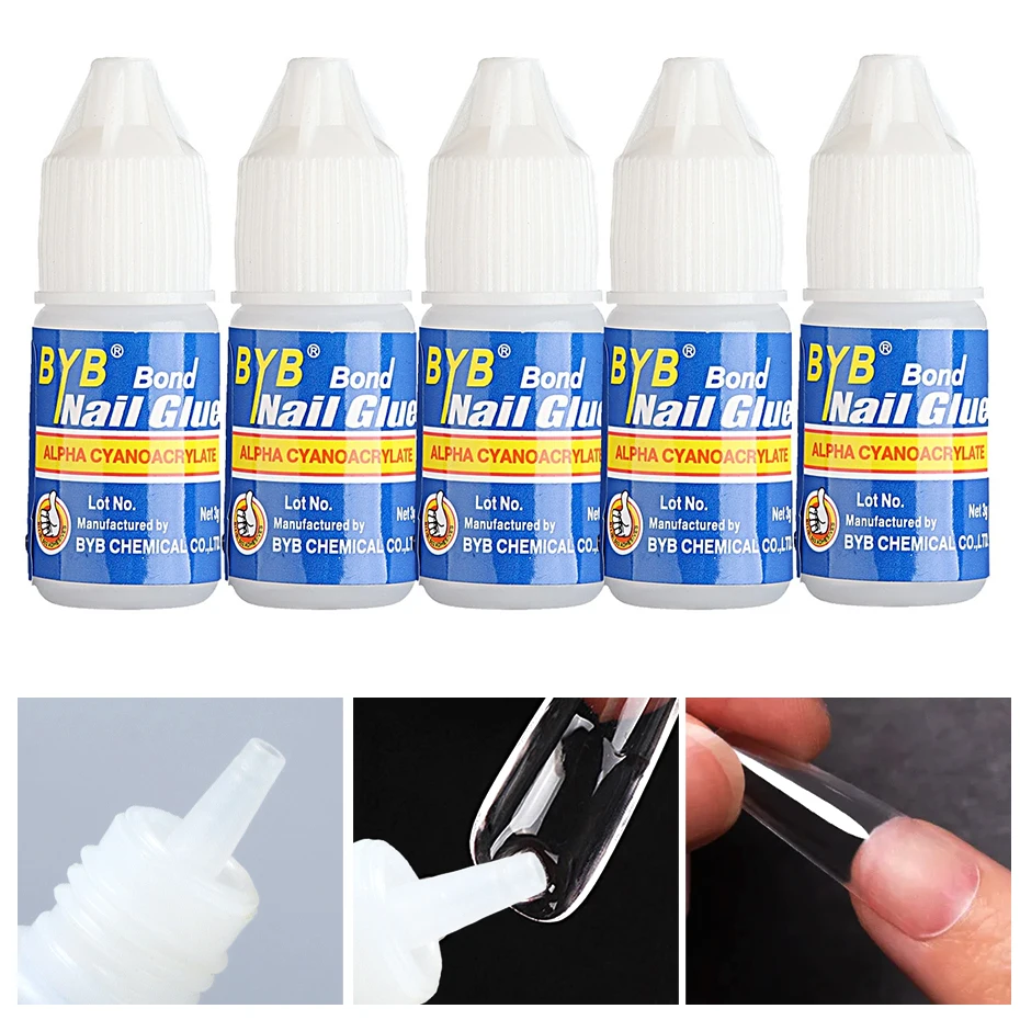 5pcs Fast Drying Nail Tips Glue Super Strong Gel For False Nail Tips Extension Rhinestone Gems Adhesive Manicure Tools For gel nail tools,gel nail art set
