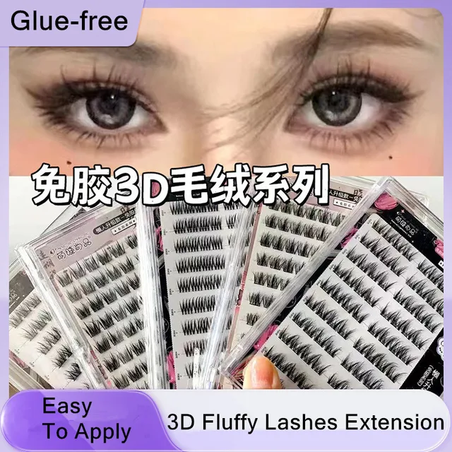 Glue-free Self-adhesive False Eyelashes Voluminous Fluffy Thick Natural Curling W-shaped Sunflower Lash Extension DIY Manga Eyes
