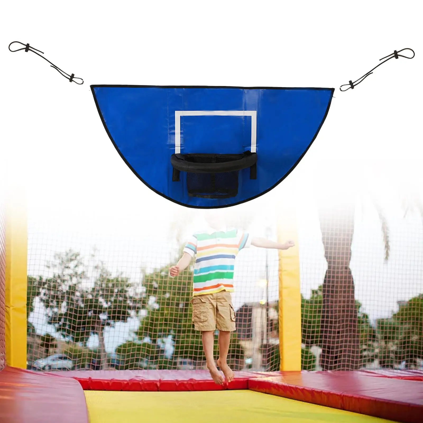 Attacco a cerchio di basket per rivestimento di sostituzione del trampolino allenamento di basket con rete per tutte le età da giardino per bambini sportivi all'aperto Basketball Hoop Attachment for Trampoline Replacement Trim Basketball Training with Net for All Ages Garden Outdoor Sports Kids