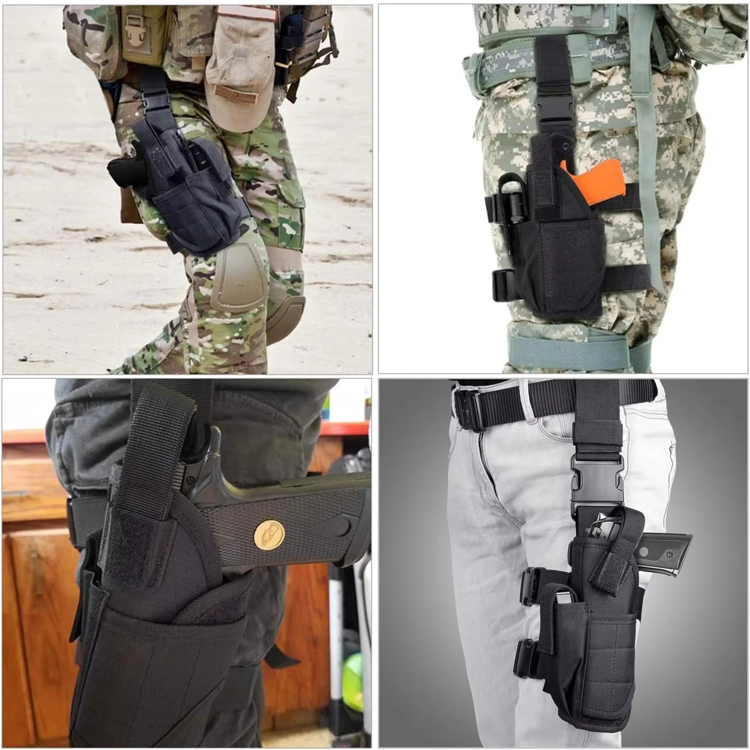 Left/Right Leg Gun Holster Gun Bag GLOCK 17/M9/P226/CZ 75 Revolver Leg Adjustable Airsoft Pistol Case Outdoor Sports Hunting