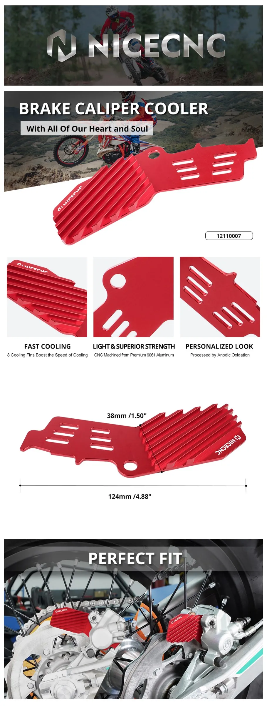 NICECNC Für Beta RR 300 250 Enduro Racing 2013–2024 Xtrainer 300 2015–2024 RR 125 350 390 430 480 498 Bremssattel hinten Kühler – Detail 1
