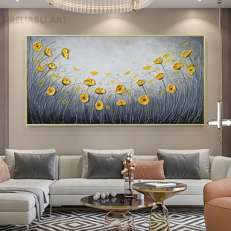 Abstract Flower Oil Painting Print on Canvas Modern Landscape Floral Posters and Prints for Living Room Home Decoration Cuadros