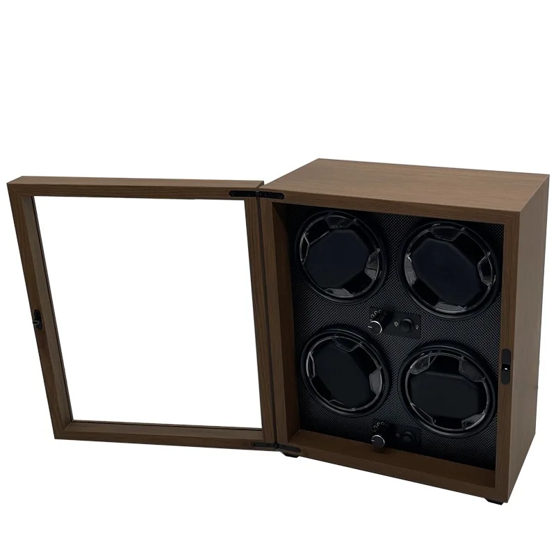 FRUCASE Wooden Watch Winder watch winder watch display case For Automatic Watches 4 Rolex Box Jewelry Display Collector Storage Wood grain with light