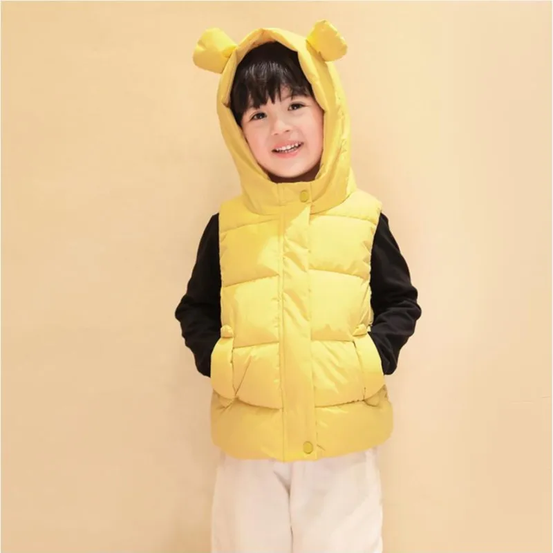 2-6Y Kids Bear Ear Hooded Puffer Vest Children's Multi - Color Warm Sleeveless Jacket