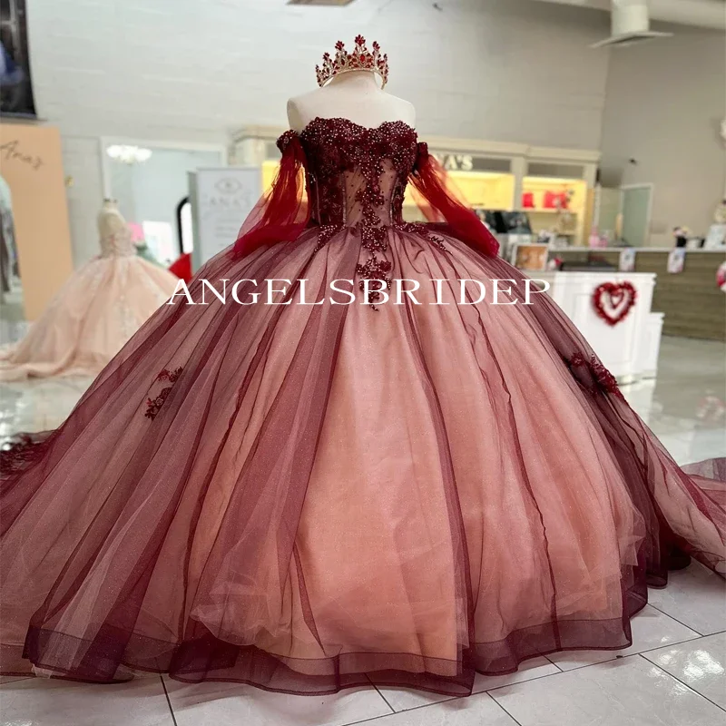Charming Off The Shoulder Appliques Long Quinceanera Dress Formal Wedding Ball Gown Prom Dress  Y7582 main image 1
