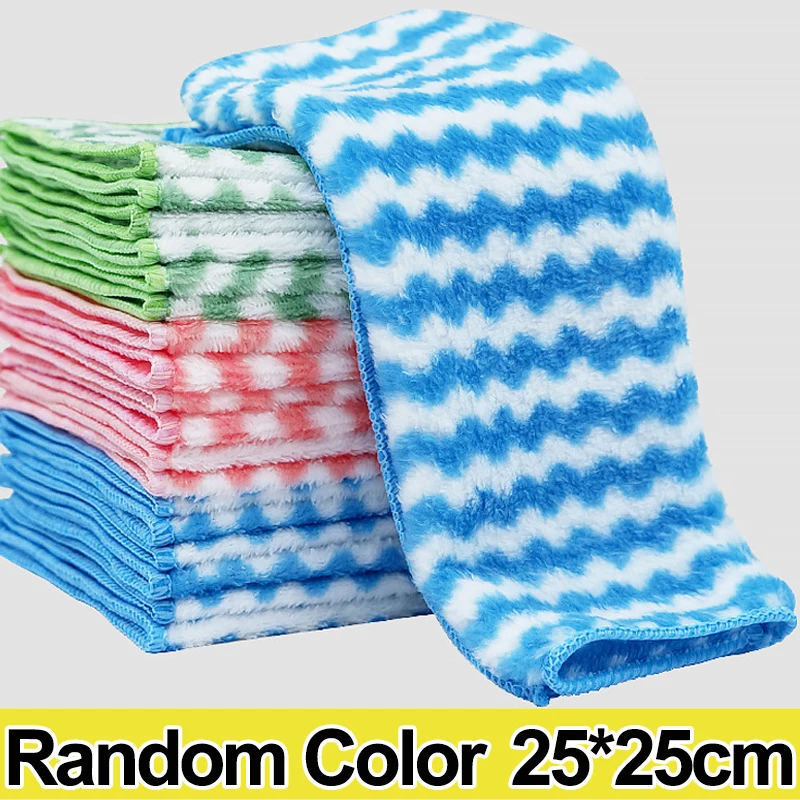 thumbnail image 1 of Paños de cocina de vellón de doble cara Paños de limpieza súper absorbentes Estropajos Trapos para lavar platos de cocina Toalla para limpiar vidrios y ventanas, 1 of 5
