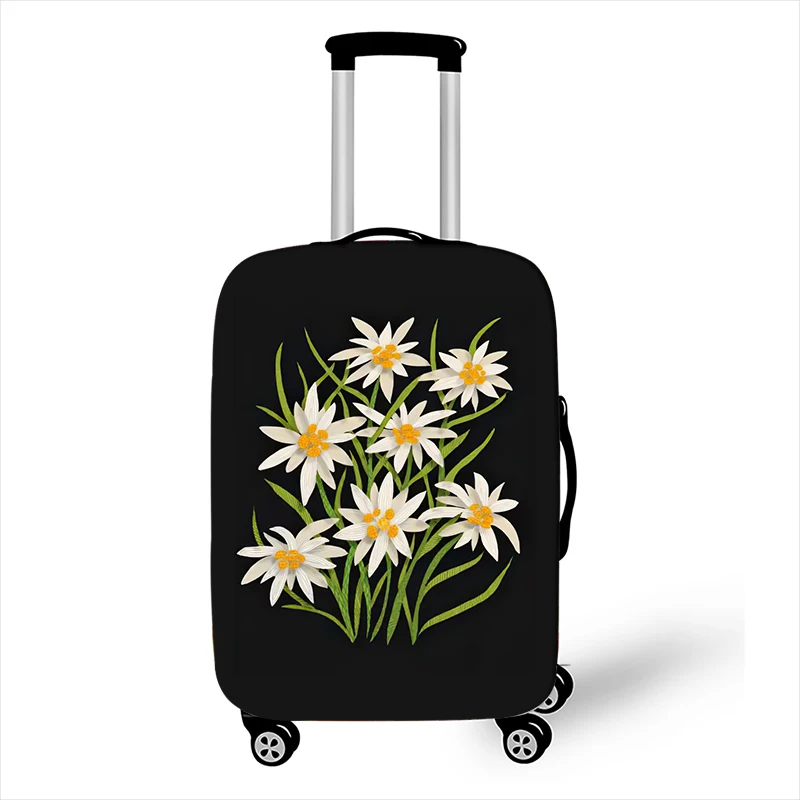 Edelweiss Irises Daisy Flower Luggage Cover Marguerite Travel Elastic Suitcase Protective Covers Anti-dust Trolley Case Cover 2