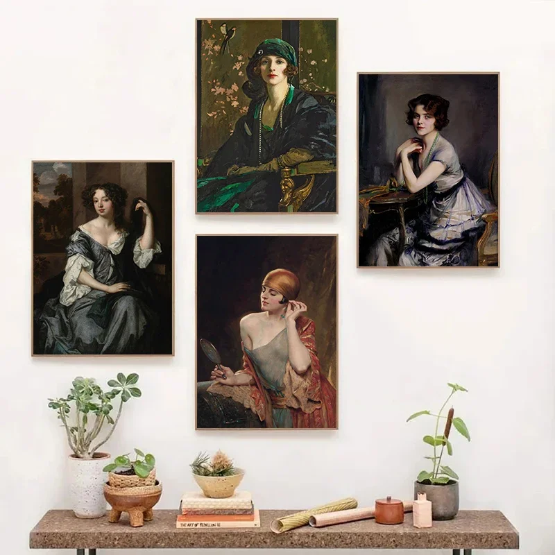 Dipinto su Tela Ritratto di Donna Rinascimentale Arte Retrò Stampe Classiche Vittoriane Quadro da Parete Decorazione per Soggiorno e Casa - immagine 2