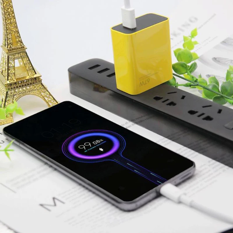 67W Fast Charger EU Plug Turbo Charge Power Wall Adapter 6A Elbow Type C Cable For Xiaomi Redmi K40 Note11Pro Mi 12