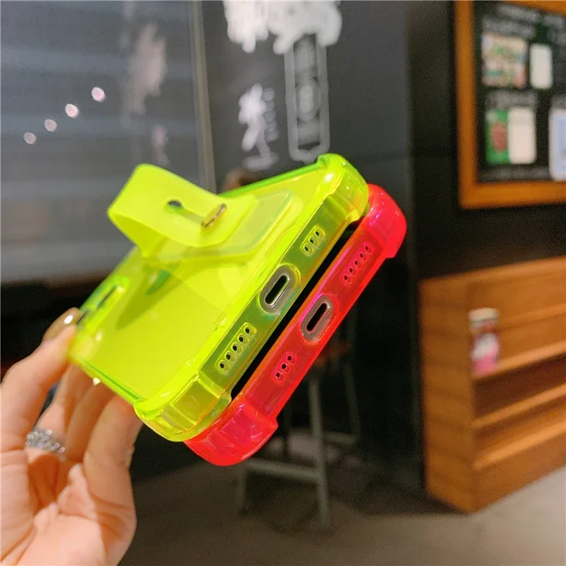 Clear Shockproof Wrist Strap Holder Phone Case with Soft Cover