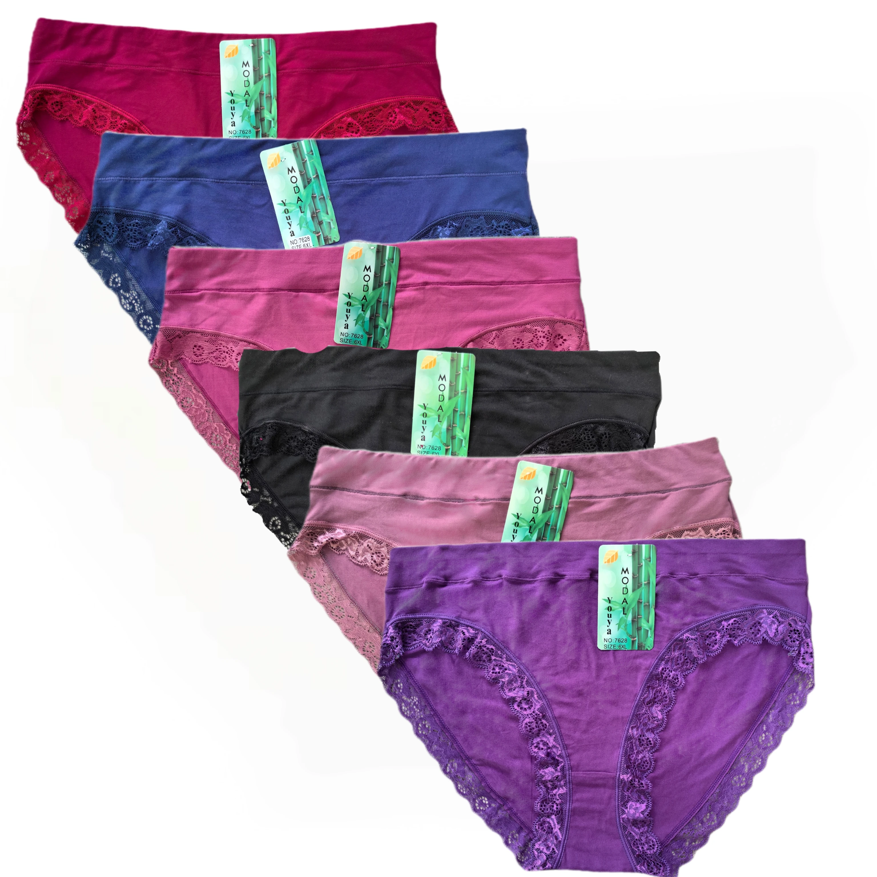 Modal Sexy Lace Panties Plus Size Woman Underwear Panty Oversized Women's Briefs Solid Color Women's Underpants 6pcs/lot