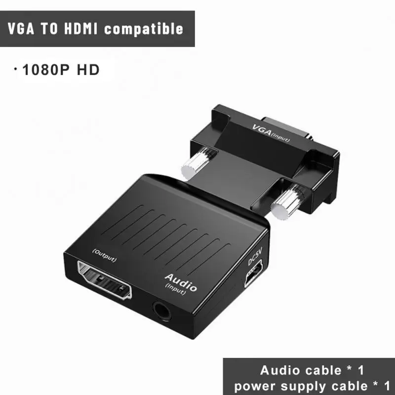 LEETOFISI VGA to HDMI Adapter Converter with Audio Chinese packaging boxes  are handled at low prices Three-year warranty - AliExpress