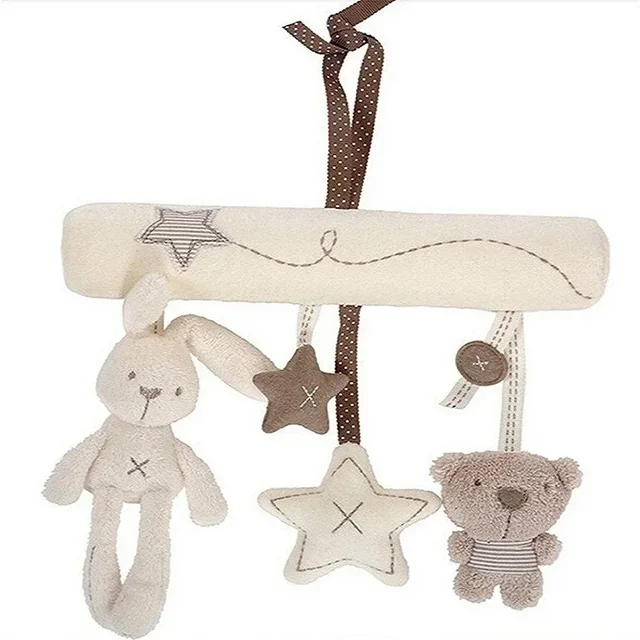 Jouet en peluche de lapin d'animal doux suspendu Rattles pour bébé berceau siège de sécurité de voiture poussette de voyage suspendue cloche poupée en peluche pour nouveau-né 3