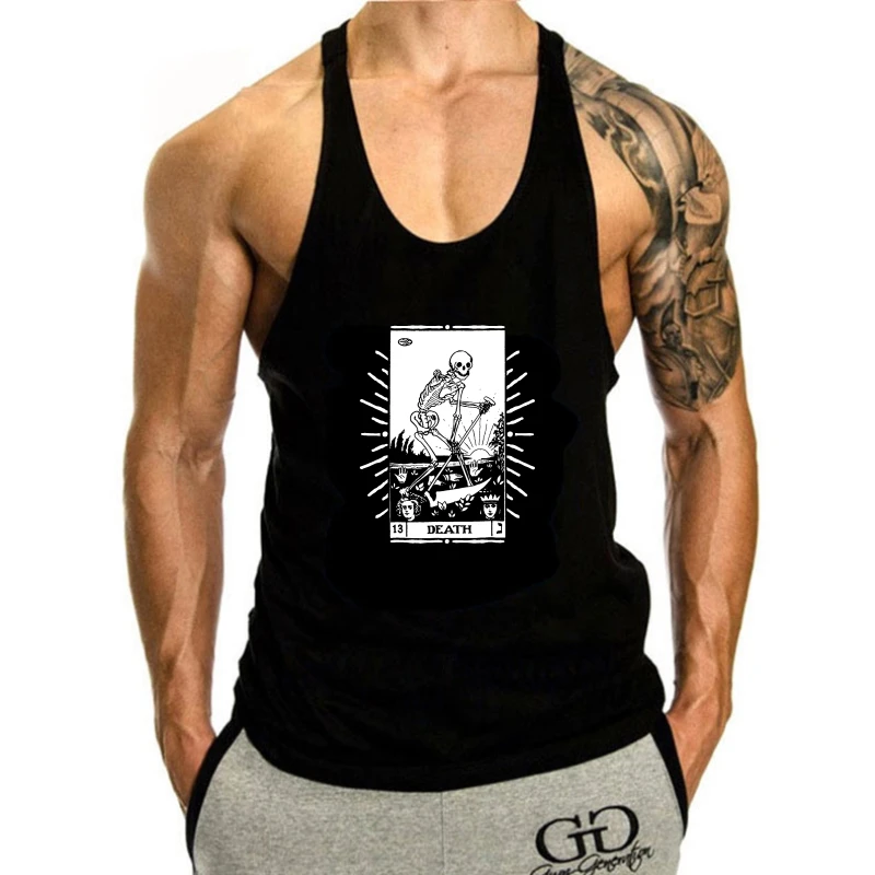 

VINTAGE TAROT CARD tank top men, DEATH CARD, OCCULtank top men 100% Cotton sleeveless Summer tank top men Men'S Fashion Top Tee