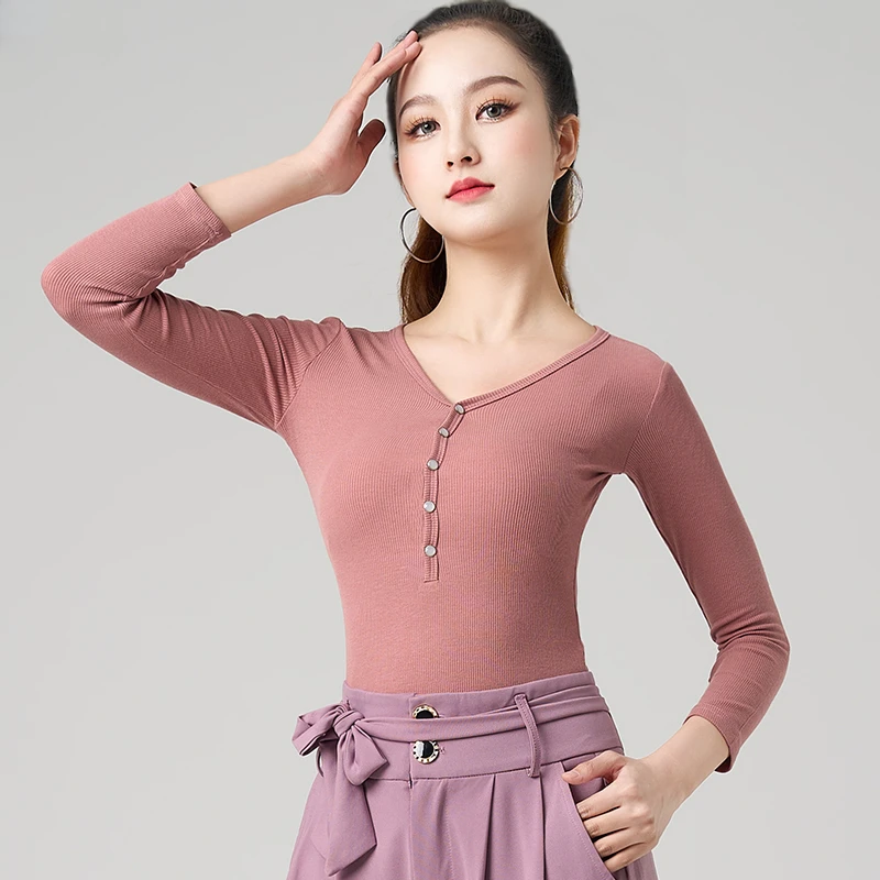 

Latin Dance Top Women2023 New Adult Dancing Practice Dress Female V-neck National Standard Dance Wear