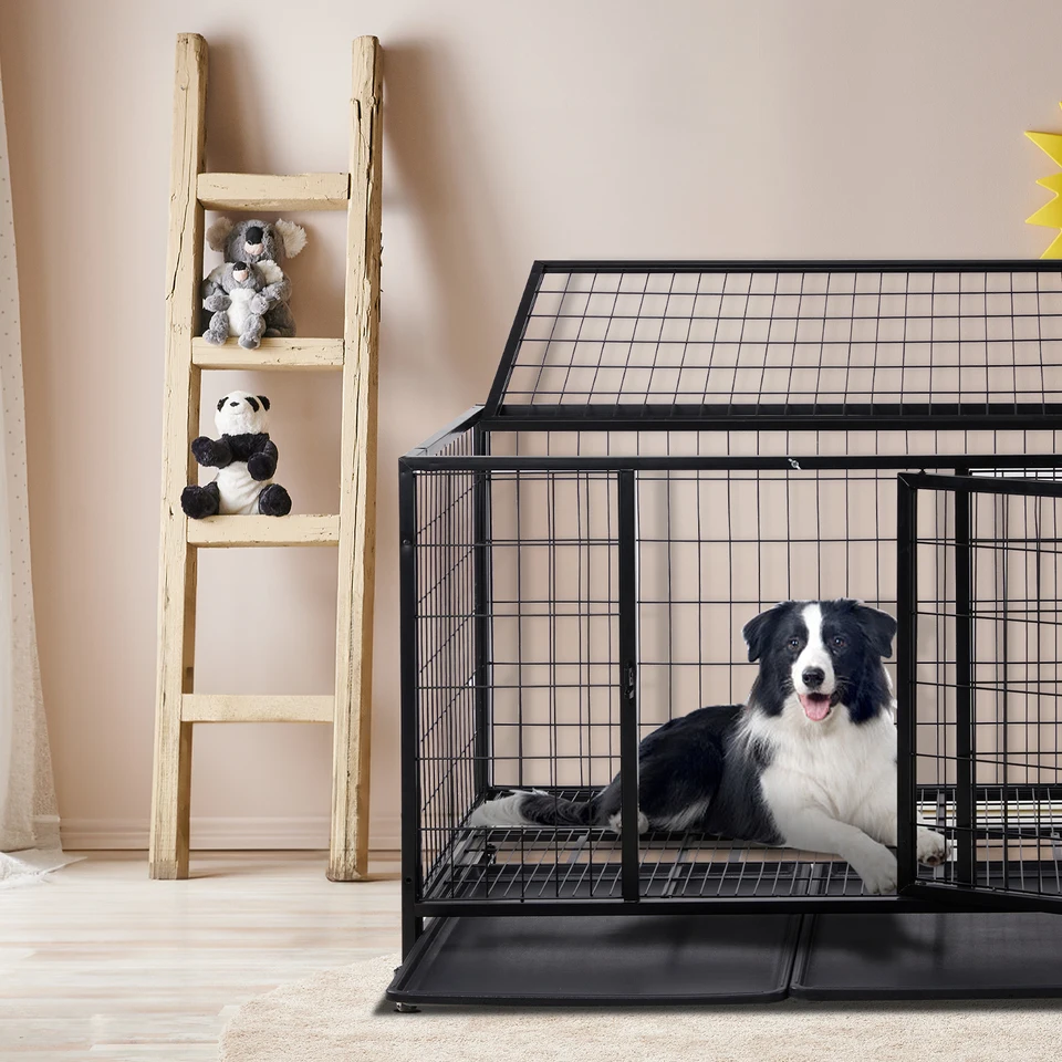Metal Dog Cage Kennel Large with Double Doors