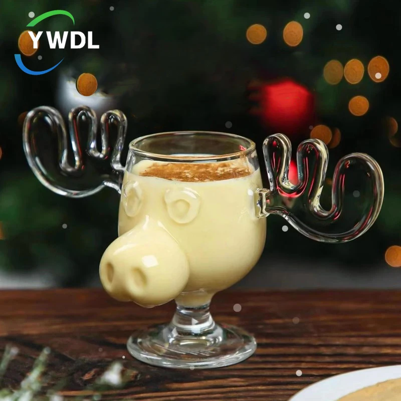 1pcs Elk Wine Glass Cocktail Juice Cup Reindeer Mug Drinkware Christmas Gift
