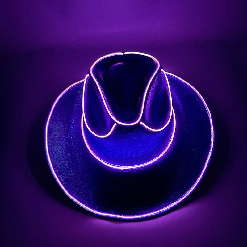 For Wedding Light Up LED Flashing Iridescent Neon Space Cowboy Hat