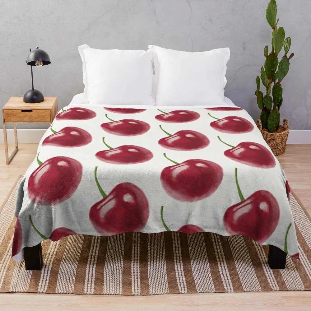 

Cherry Throw Blanket For Sofa Thin Blankets Sofas Of Decoration Personalized Gift Decorative Bed Blankets