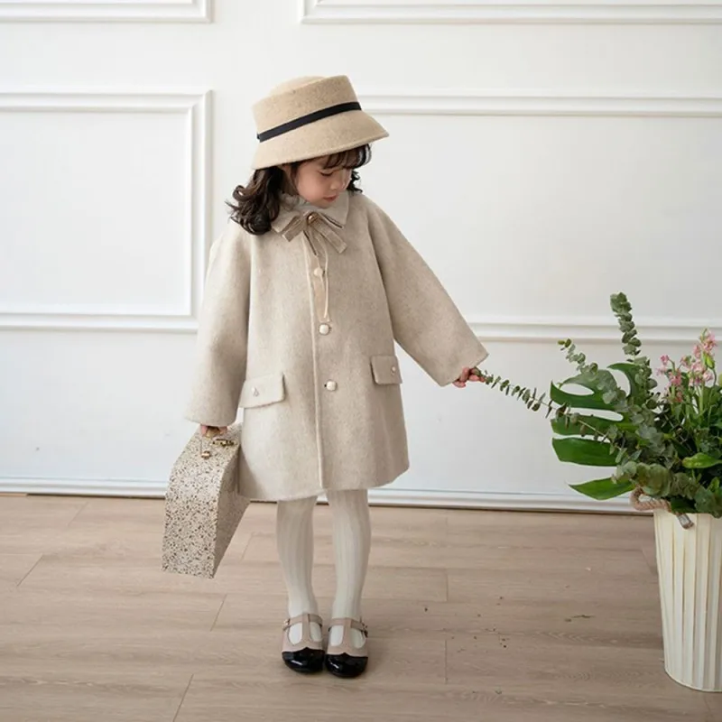 Girls Woolen Cotton Coat Jacket Winter Autumn Teenager Children's Clothing