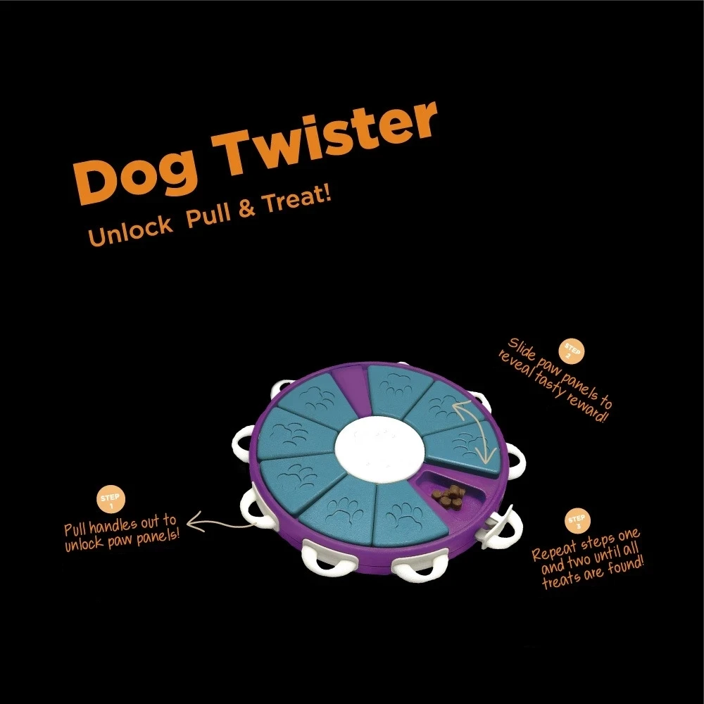 Dog Twister Interactive Treat Puzzle Dog Toy, Purple