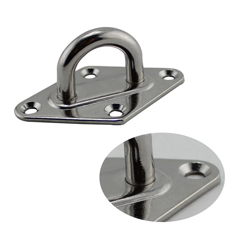 4PCS 304 Stainless Steel Diamond Pad Eye Plate Hook for Suspension Ceiling Hooks Marine Application Hook