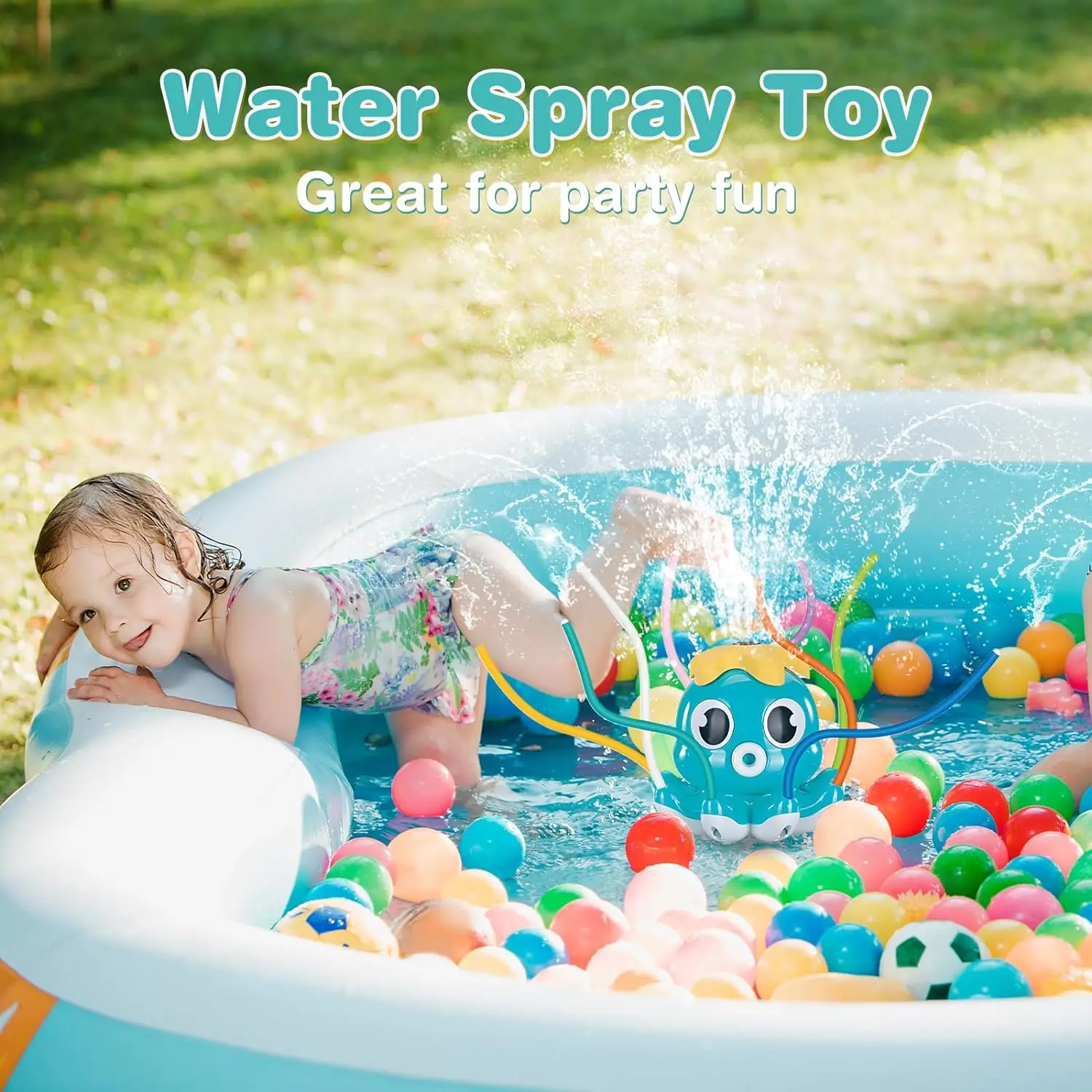 Octopus Water Sprinkler for Kids Summer Outside Play Toys Backyard Games with 8 Wiggle Tubes Outdoor Toys For Boys 3
