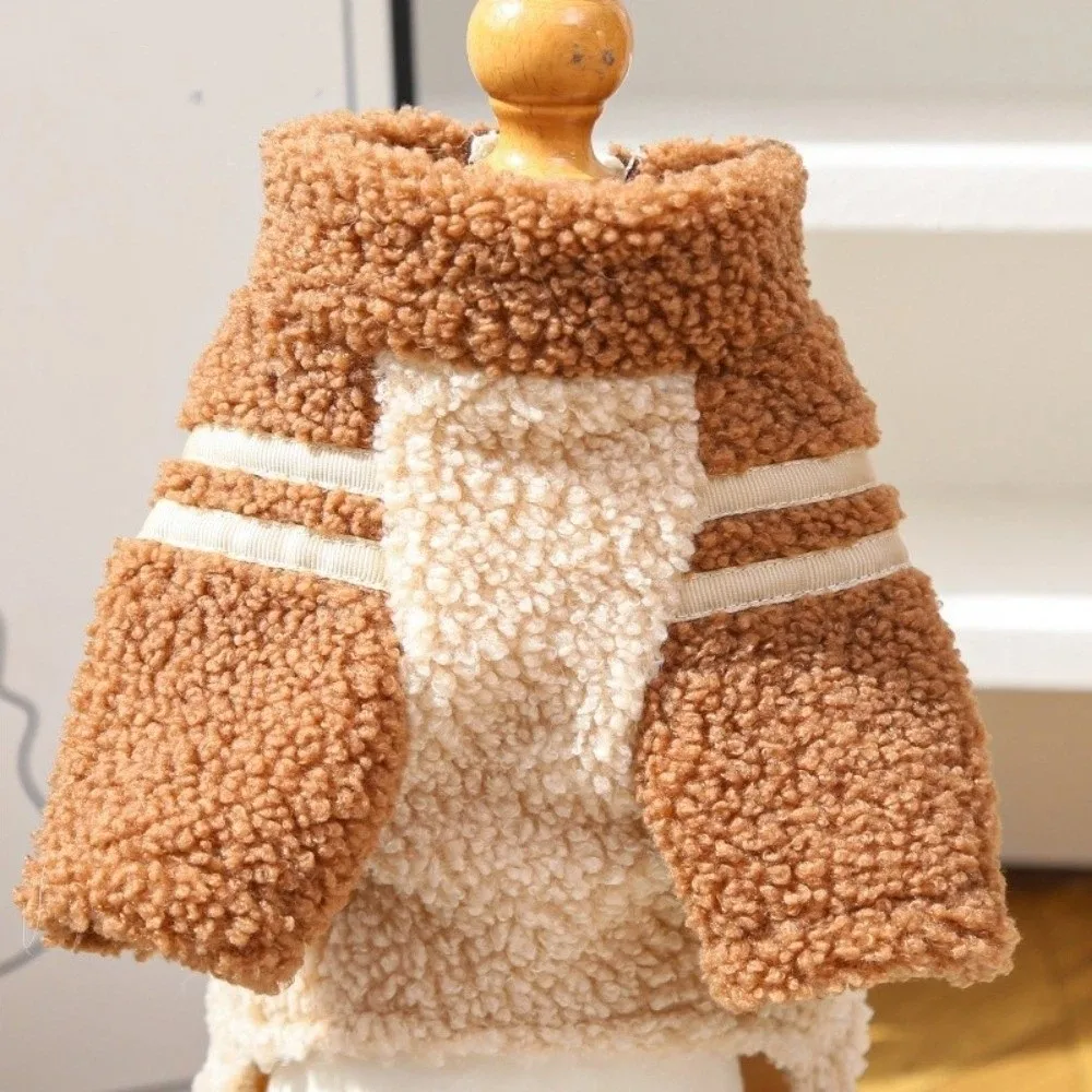 Thickened Winter Dog Clothes Warm Comfortable Pet Zipper Clothing Color Blocking Double-Sided Velvet Dog Four Legged Jacket