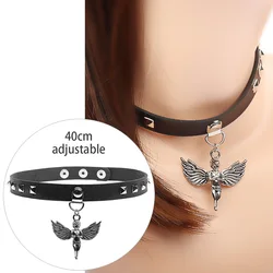 Trendy Vintage Gothic Heart Choker Necklace Jewelry Gift - 40cm adjustable (Angel Cupid Wings)