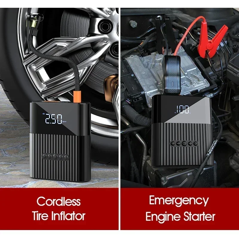 EAFC 2 in 1 Car Jump Starter & Inflator Pump with 1000A Power Bank Emergency Battery Boost Start Device with Anti-reverse Clip